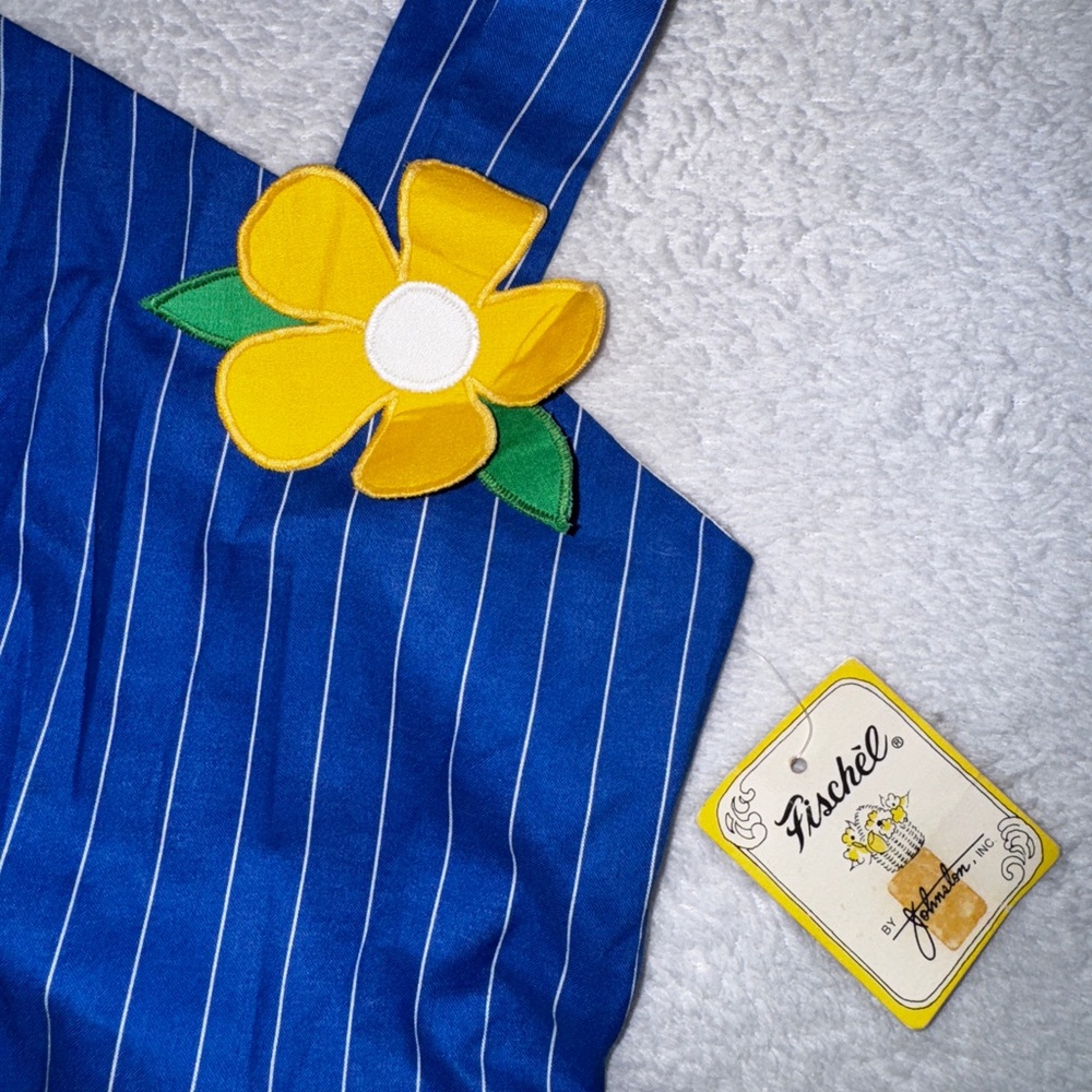 Blue Striped Kids Dress with Yellow Flower